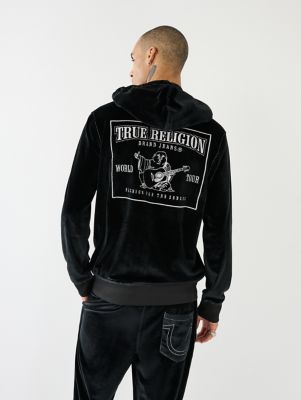 True Religion Big T Full Zip Hoodie Black