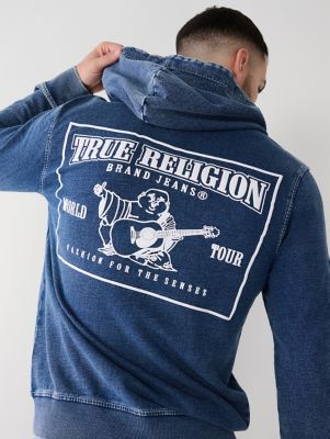 INDIGO BIG T ZIP HOODIE