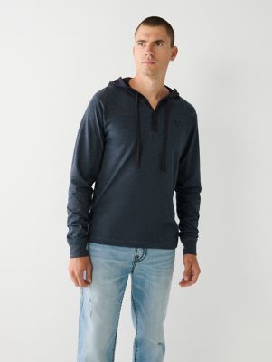 Hooded discount henley shirt