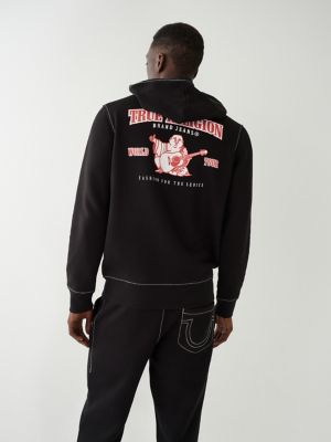 True Religion Big T Full Zip Hoodie Black