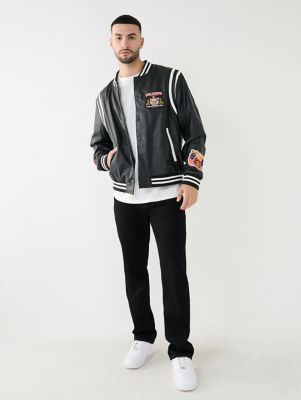 Jeff Hamilton Varsity Bomber Jacket In Blue