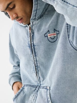 Logo Detailed Denim Hoodie