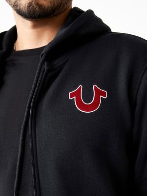 FLOCKED BUDDHA LOGO ZIP HOODIE