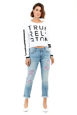 black ripped boyfriend jeans womens
