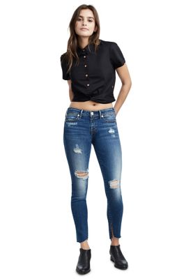 WOMENS TWIST BUTTON UP CROP TOP