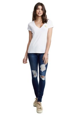 super distressed skinny jeans