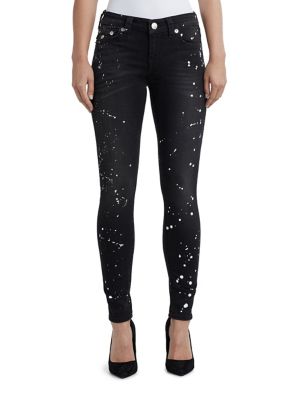 grey paint splatter jeans womens