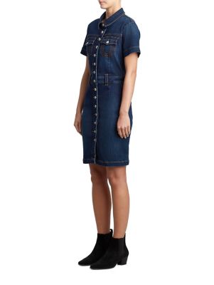 WOMENS SHORT SLEEVE DENIM BODYCON DRESS