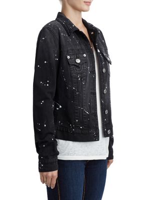 WOMENS PAINT SPLATTER TRUCKER DENIM JACKET