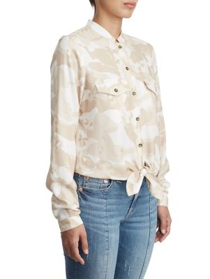 WOMENS DESERT CAMO BUTTON UP TIE SHIRT