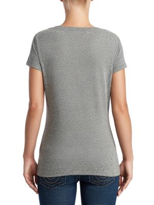 WOMENS CRYSTAL EMBELLISHED BRAND TEE