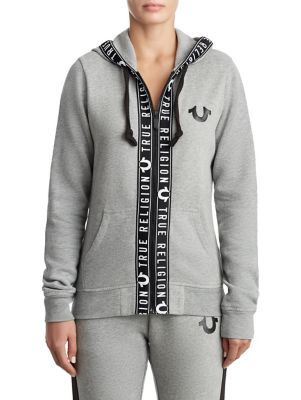 womens logo tape zip up hoodie