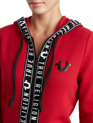 WOMENS LOGO TAPE ZIP UP HOODIE