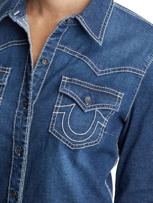 true religion denim shirt womens