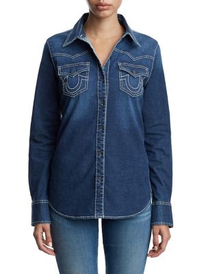 true religion denim shirt womens