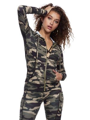 MESH STRIPE ACTIVE ZIP HOODIE