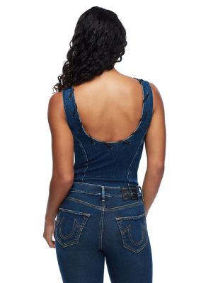 LACED DENIM BODYSUIT
