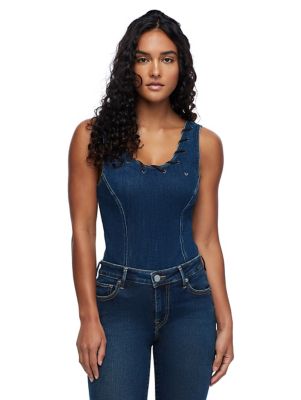 LACED DENIM BODYSUIT