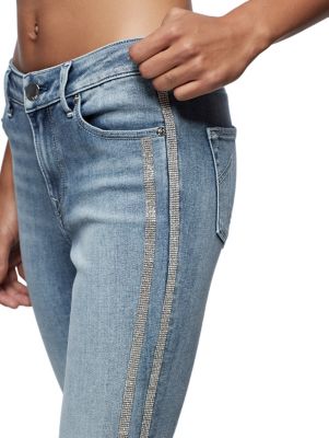 black jean with red stripe