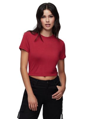 color block stitch trim crop tee