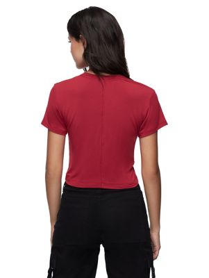 color block stitch trim crop tee