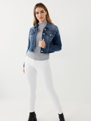 jean jacket with crystals