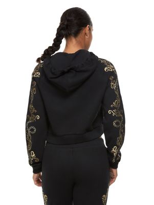 EMBELLISHED CROP HOODIE