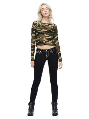 camo mesh crop top
