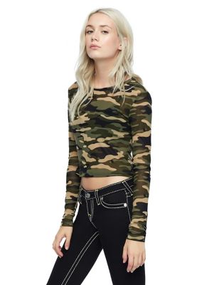 camo mesh crop top