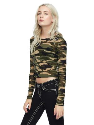 camo mesh top