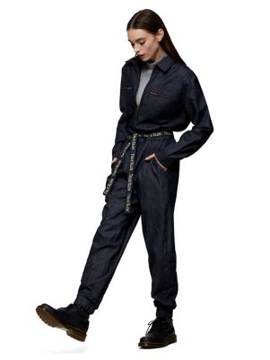 black denim utility jumpsuit