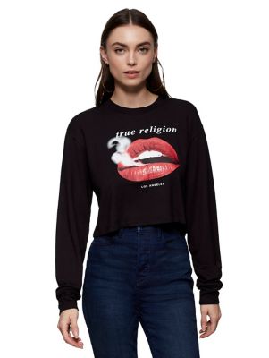 LONG SLEEVE GRAPHIC CROP TOP