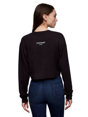 denim long sleeve crop top