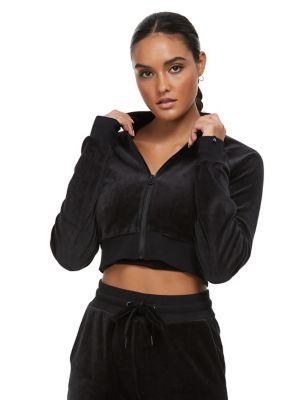 VELOUR CROP SWEATSHIRT