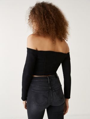 OFF SHOULDER ZIP TOP
