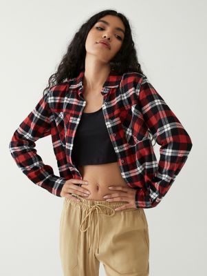 PLAID FLANNEL CROP SHIRT