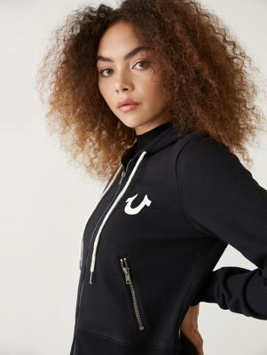 Logo Zip Crop Hoodie | Women's Hoodies | True Religion