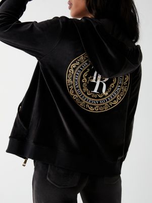 VELOUR LOGO ZIP HOODIE