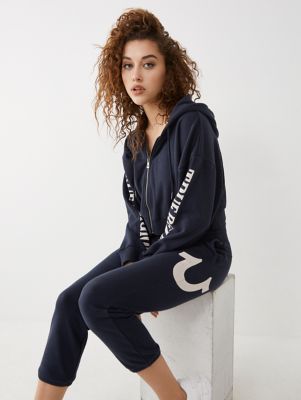 crop zip hoodie tracksuit