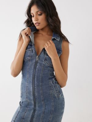 DENIM ZIP MINI DRESS