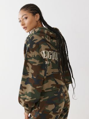 CAMO LOGO CROP HOODIE