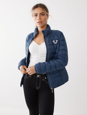 True Religion Blue Puffer Jacket True Religion Slim Puffer Jacket