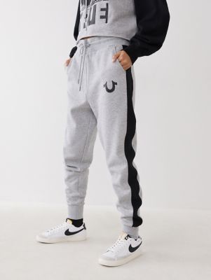 color block elastic joggers