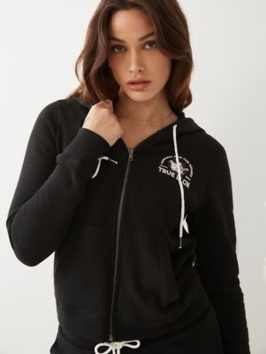 True Religion Edgy Logo Full Zip Hoodie Sweatshirt