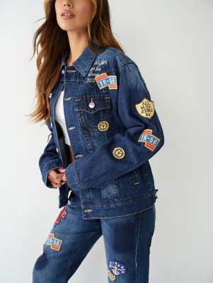 Women's All About The Patch Crop Denim Jacket  Denim jacket patches, Denim  jacket, Patches jacket