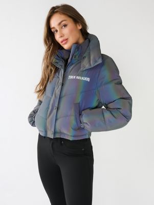 REFLECTIVE CROP PUFFER JACKET