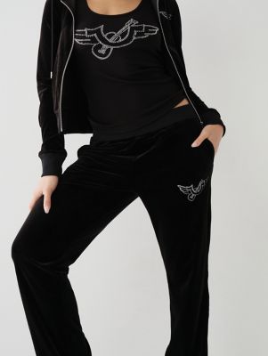 CRYSTAL VELOUR LOGO TRACK PANT