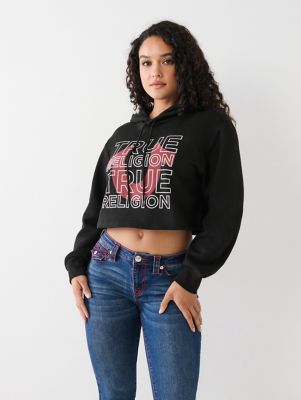 Boston Cropped Zip-Up Hoodie