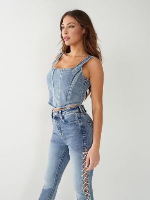 LACE UP DENIM CORSET TOP