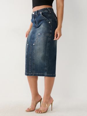 UTILITY MIDI DENIM SKIRT